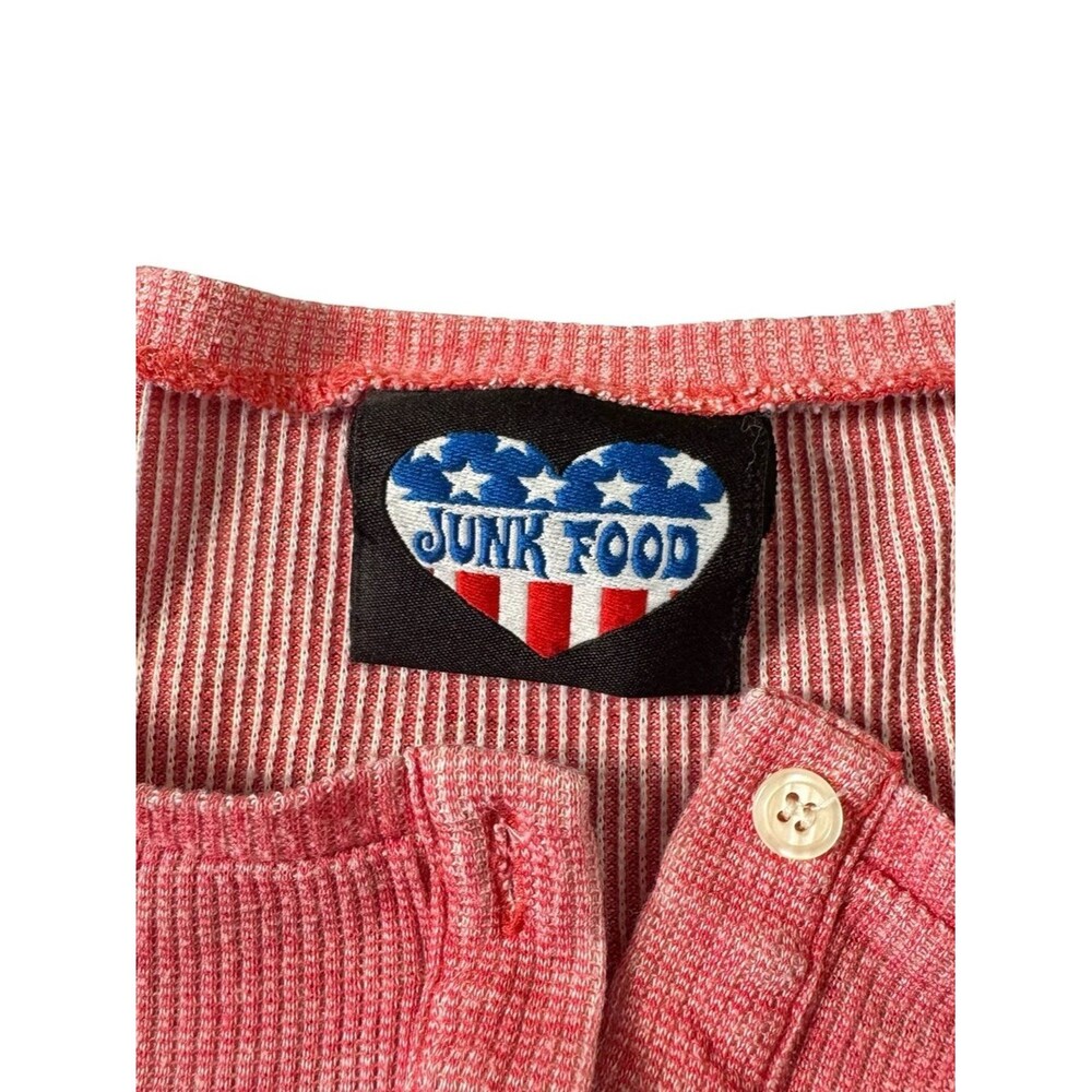 Junk Food Free Love Rainbow Heart Thermal Henley Top Pink Red Retro Boho Small - Picture 7 of 7